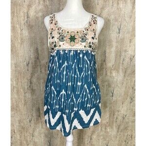 Anthropologie Floreat Sz Small Cascata Embroidered Pom Pom Tunic Tank Top Boho
